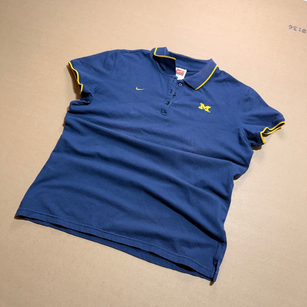 Y2K Girls Nike Michigan Polo Shirt S Navy Excellent Embroidered NCAA Collegiate
